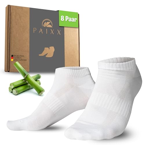 PAIXX Premium Bambus Sneaker Socken 8 Paar, 43-46 & 39-42, Herren & Damen - Atmungsaktive, Antibakterielle Knöchelsocken gegen Schweißfüße - Fusselfreie Anti Geruch Bambussocken