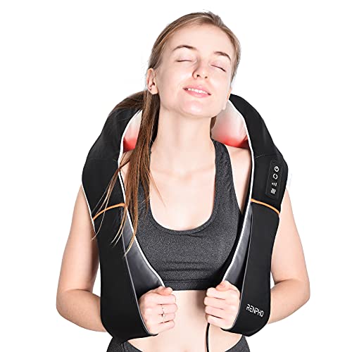 RENPHO Nackenmassagegerät mit Wärme, Schulter Massagegerät, Elektrisches Shiatsu Massagegerät für Nacken und Rücken, 3D-Rotation Massage Einstellbaren Geschwindigkeiten