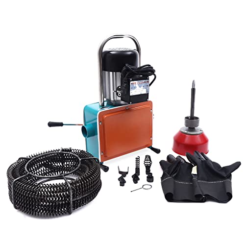 1000W Elektrische Rohrreinigungsmaschine, Rohrreinigungsgerät Kanalreinigungsmaschine mit 52.5ft Feder Abfluss Rohrreinigung für Rohr-Durchmesser 20-150 mm