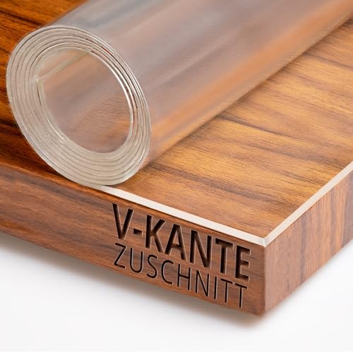 Transparent Tischfolie Schutzfolie Folie leicht mattiert Abgeschrägte V-Kante Eckig 40 x 100 cm Tischdecke Maschinenzuschnitt