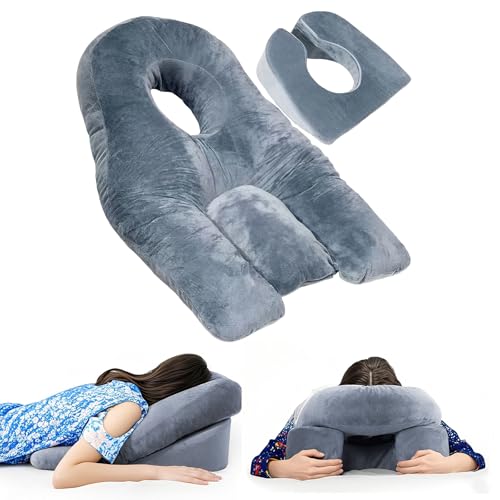 Gesichtskissen zum Schlafen, Gesichts-Down-Kissen nach der Augen-Operation zum Schlafen auf Bauchschläfer, Massage Kopfstütze für Bett, Retina-Operationen, Vitrektomie, BBL Erholungsausrüstung