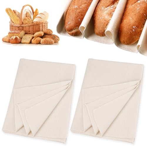 2 Stück Leinentuch, 150 x 60 cm Bäckerleinen Teigtuch Leinentuch Brot Backen Leinentuch Zum Brot Backen Bakers Cloth Teigtuch Naturleinen Brot Backen Zubehör, für Fermentieren Brot Baguette Brotteig