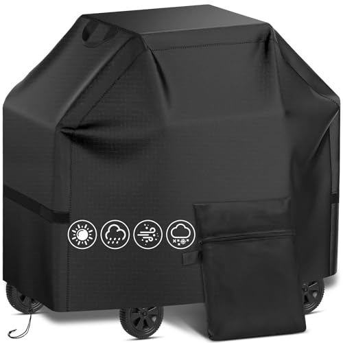 GLOSKIN Grill Abdeckung, Grillabdeckung Wetterfest, 210D Oxford Gasgrillabdeckung, Abdeckplanen Grillabdeckung, Reißfest, Lichtbeständig, UV-Beständig, Universalgröße 145 x 61 x 117 cm