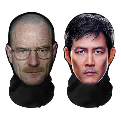 Realistische 3D-Druck Vollgesichtsmasken 'TV Legenden Bundle' Walter White, Spieler 456 Game Squid– Atmungsaktiv, leicht & bequem, ideal für Cosplay, Partys, Halloween, Karnveal & Events