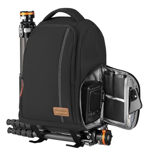 TARION Kamerarucksack Spiegelreflex Fotorucksack Wasserdicht | Leicht und Kompakt | Klein DSLR Rucksack mit 15“ Laptopfach und Regenhaube(Schwarz)
