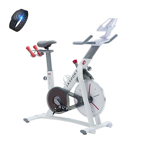 JASPORT Smart Indoor Speedbike S3 | leise Heimtrainer | Magnetbremssystem und kraftvoller Riemen | App mit Video on Demand Trainingskursen | Kinomap & Zwift kompatibel | inkl. Brustgurt