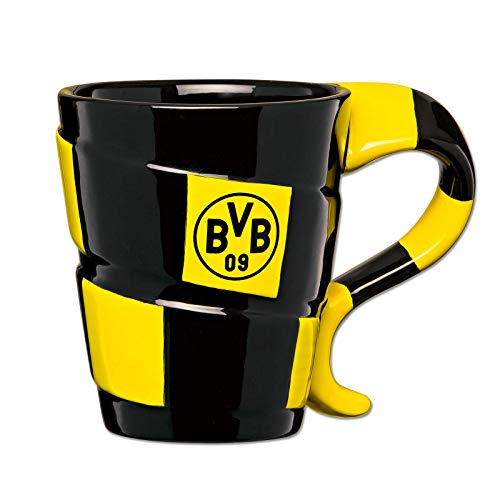 Borussia Dortmund BVB-Tasse mit Schal-Design, 300ml, Schwarz/Gelb, 1 Stück (1er Pack)