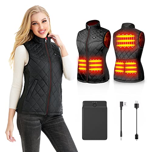 Kintiwe Beheizbare Weste, Beheizte Weste Damen Heizweste mit 12000mAh Powerbank, Beheizbare Jacke Heizjacke Wärmeweste mit 5 Heizzonen