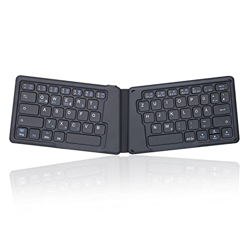 Perixx PERIBOARD-805 Ergo, Bluetooth 5.1 Faltbare ergonomische Tastatur, Ultra-dünnes tragbare Falt-Tastatur, Dunkelgrau, DE QWERTZ Layout