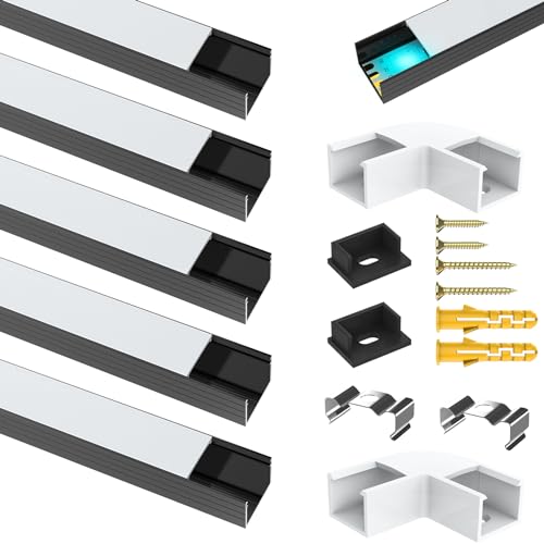 Angdarun LED Profil 6 Pack X1m, LED Aluminium Profi für LED Streifen/Strips/LED Band, Led Profile U-Form für LED Kanal/Led Schiene, für bis zu 16mm Streifen-Lichter, für die decke,Schaukasten