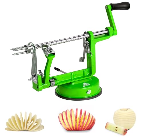 Apfelschäler, Corer, Kartoffel Obst Schäler und Cutter, Schälmaschine, Rotierend Apfel Schäler mit Saugwirkung Tasse, Ideal für Äpfel, Birnen, Kartoffeln