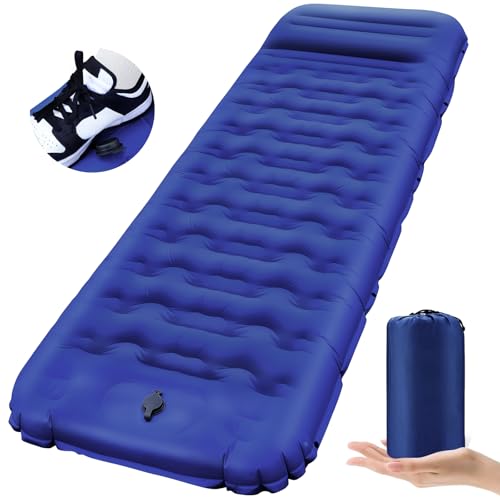 FTSMTK Isomatte Selbstaufblasend mit Fußpresse Pumpe, 12cm Verdicken Isomatte Camping, Ultraleicht Luftmatratze Kleines Packmaß, Aufblasbare Matratze Campingmatte Schlafmatte für Outdoor Camping