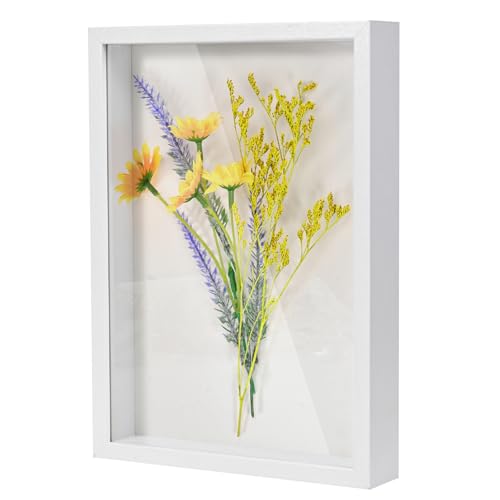 Peevisap 3D Bilderrahmen zum Befüllen,20 x 29 cm objektrahmen,3 cm bilderrahmen tief,bilderrahmen weiß,für A4-Fotos, Kunstwerke und Dekorationen,Kann an die Wand gehängt oder auf einen Tisch gestellt
