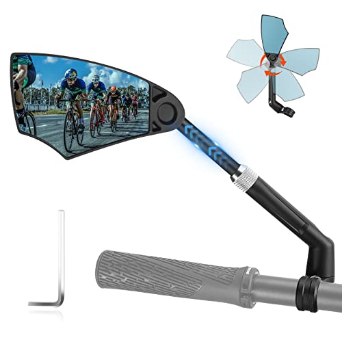 Fahrradspiegel für E-Bike - FahrradRückspiegel Klappbar für Lenker 20-23mm, Fahrrad Spiegel Einziehbarer & 360 ° Verstellbarer - Rückspiegel Fahrrad Blendschutz für Ebikes MTB Rennrad (Links)