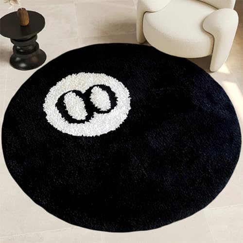 Cecailin® Schwarzer Billardteppich 8-Teppich Flauschig.Geeignet für Wohnzimmer,Schlafzimmer Dekor.Badteppich Rund.Waschbarer Teppich.Strandteppich.Kinderteppich.Stussy.Billard-Liebhaber