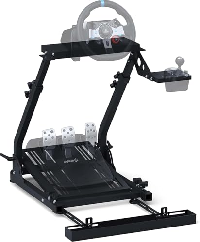 GT Omega Lenkradständer für Logitech G29 G923 G920 Thrustmaster T500 RS Force Feedback Gaming Lenkrad & TH8A Schalthebelhalterung V1 - Fanatec Clubsport PS4 Xbox PC - Neigungsverstellbares Gestell