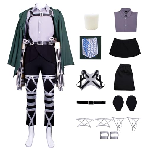 bi bi hou Mikasa Cosplay Kostüm AOT Cosplay Levi Kostüm Anime Attack On Titan Season 4 Verkleidung Survey Corps Uniform Halloween Karneval Weihnachten Party Bühnenauftritt Kostüm für Erwachsene