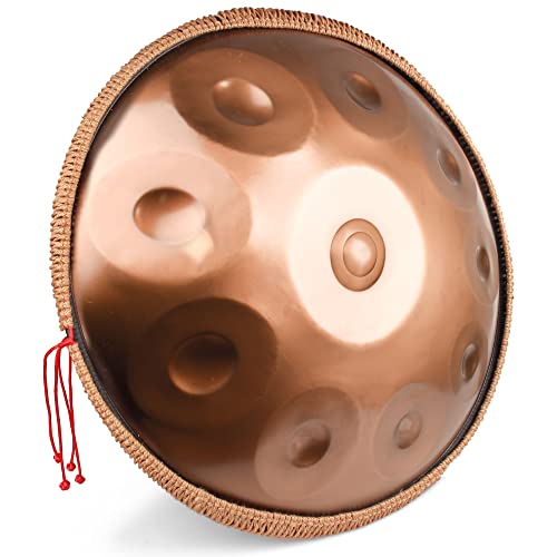 ANTETOK Harmonic Handpan Drum in d-Dur 10 Töne 22 Zoll Stahl mit weicher Handpan Tasche，Harmonische Percussion für Klangheilung, persönliche Meditation, Yoga（Gold）