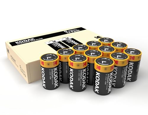 Kodak | D Zellen Batterien | 12 Stück | Einweg-Alkalibatterie, LR20 | 1,5 V