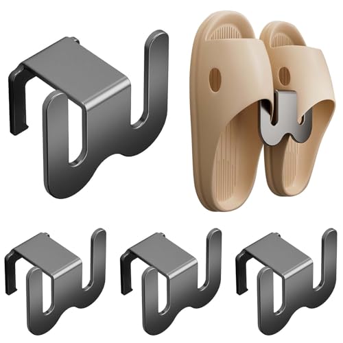 Lunaanda Schuhhalter Wand,4 Stück Pantoffelregale,Wandmontage Schuhhalter, Ohne Bohren Schuhablage,Türschuhregal Zum Hängen, Selbstklebendes Schuhregal,Für Schlafzimmer Wohnzimmer Eingang (Grau)