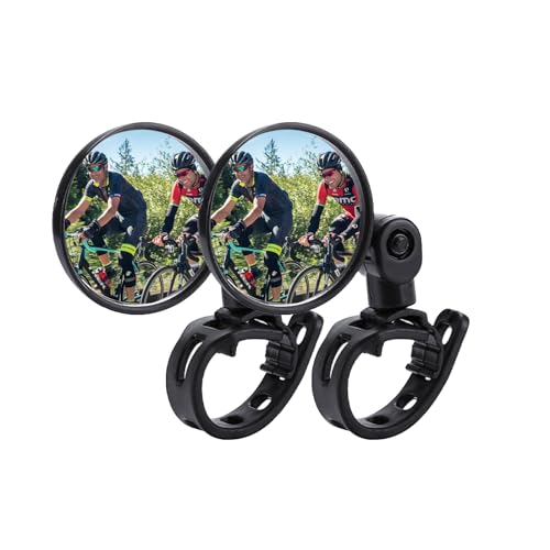 Fahrradspiegel, 2 Stück Rückspiegel Fahrrad, 360° Drehbar Fahrradspiegel Klappbar für Lenker 15-35mm, Fahrradspiegel für E-Bike links, Fahrrad Spiegel für Fahrrad Rennrad Roller Mountainbike