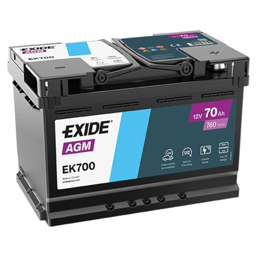 Exide EK700 AGM Starter-Batterie Start-Stop 12V 70Ah 760A