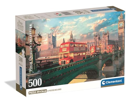 Clementoni Puzzle Collection - Westminster Bridge 500 Stücke, Compact Box - Puzzle für Erwachsene 14-99 Jahre, Geschenk für Mann und Frau, London, Made in Italy, 35575