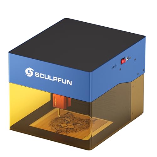 SCULPFUN iCube Pro 5W lasergravierer, tragbare laser graviermaschine mit Rauchfilter, Gravurgeschwindigkeit 10000 mm/min, Temperatur alarm, 130x130 mm Gravurbereich