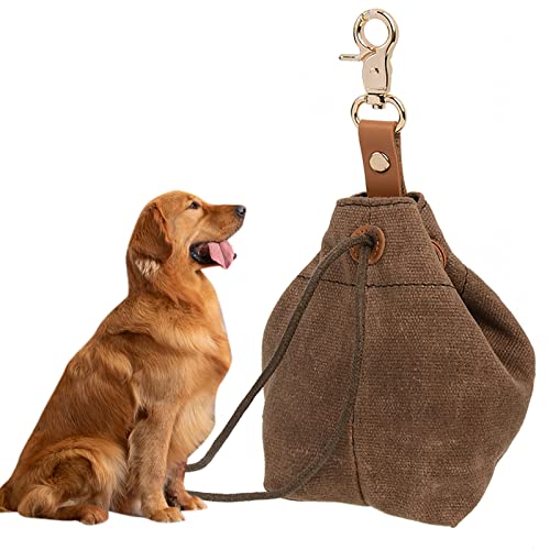 TMBMLPP Leckerlibeutel für Hunde, Futterbeutel Hunde, Schrumpftaschen mit Clip Schnalle, Hundebeutel Leckerli, Futtertasche, für Haustierspielzeug, Leckereien, für Welpen-Training Reisen, Gehen -Braun