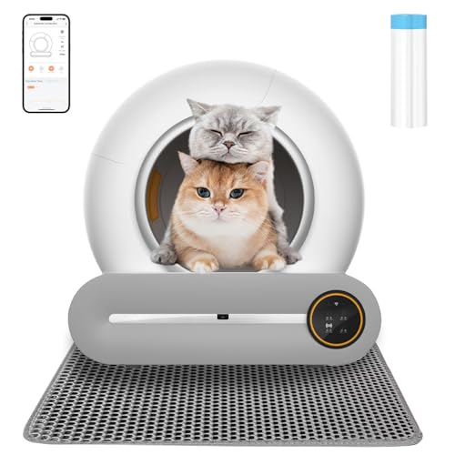 Selbstreinigende Katzentoilette Katzenklo Geschlossen XXL Elektrisches Katzenklo mit Sieb und Treppe Anti Pinch Self Cleaning Cat Litter Box Katzen Klo Automatisch für 2 Katzen (Type 1)