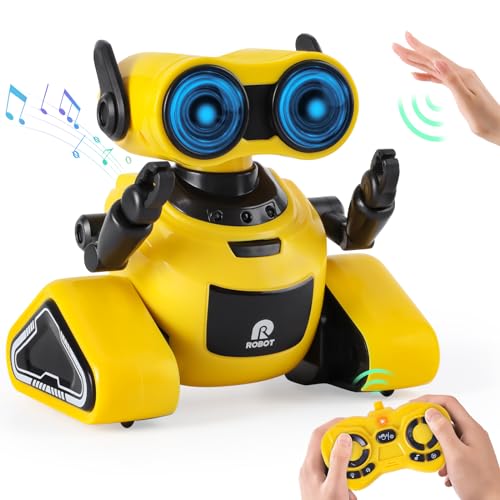 Highttoy Roboter Kinder, Ferngesteuerter Roboter Spielzeug mit Gestensteuerung, LED-Augen und Musik Wiederaufladbares RC Roboter Spielzeug ab 3 4 5 6 7 8 Jahre Jungen Mädchen Geschenk