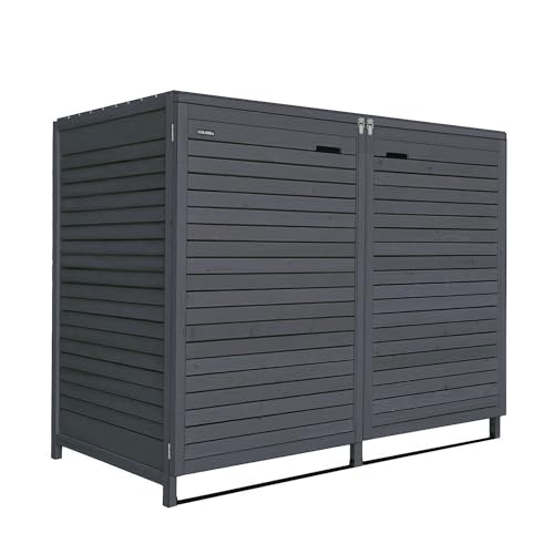 Mülltonnenbox Mülltonnenverkleidung ADRIA24 für 2 Tonnen240L imprägniert in anthrazit Müllcontainer Mülltonnenschrank Mülltonne