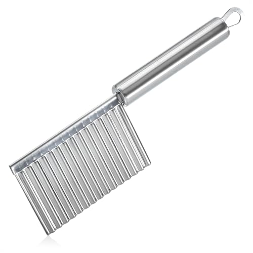 com-four® Wellenschneider - Riffelmesser aus rostfreiem Edelstahl - Garniermesser mit Wellenschliff - Riffelschneider für Pommes - gezackter Gemüsehobel (silberfarben - 1 Stück)