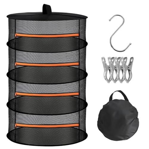 WUQNGI Trockennetz Kräuter 4-Lagiges,Kräutertrockner Hängend mit 4 Edelstahl-Clips und Haken,Mesh Kräuter Trocknen Netz Klappbar,Trocknungsnetze Grow Für Kräuter, Pflanze, Blumen,Früchte, Kleidung