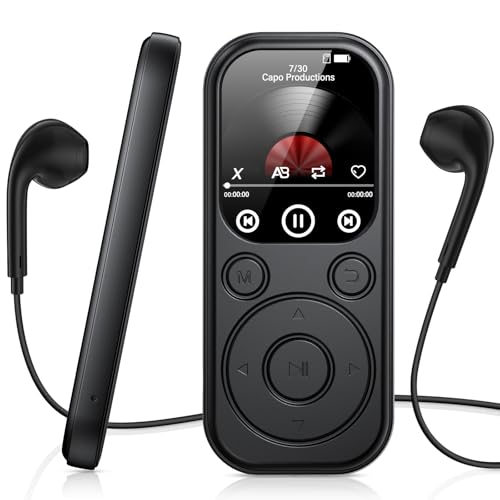 RWSRW 128GB MP3 Player Bluetooth 5.4, Ultra Slim Musik-Player mit 2.0 Zoll IPS Farbbildschirm, Mini Musik Player mit Photo Viewer, Video Play, FM Radio, Voice Recorder, E-Book Reader, Sport, Schwarz