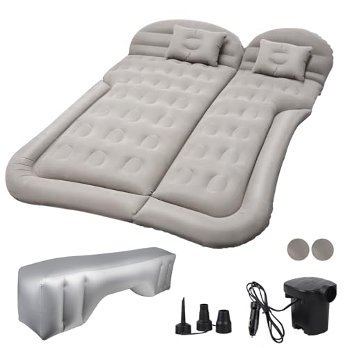 SWAWIS Auto Luftmatratze SUV Autobett Camping Kofferraum Mit Pumpe Dickere Rücksitz Kissen Für Auto Camping, Grau