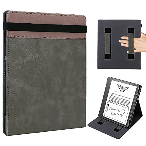 WALNEW Hülle für Kindle Scribe(10,2-Zoll, 2022), Ständer Multi-Blickwinkel Schutzhülle Cover mit Zwei Handriemen, Stifthalter und Magnetische Auto Sleep/Wake Funktion, für Amazon Kindle Scribe