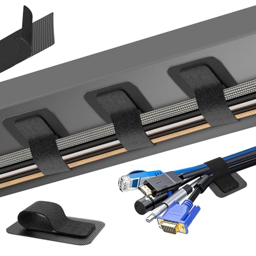 Kabelmanagement unter dem Schreibtisch, 【Haltert 15 Kabel】【Ultra-Haftung】 schlussband, verstellbarer langer Kabelbinder, wiederverwendbarer Kabelclip-Versteck, 20 Paar