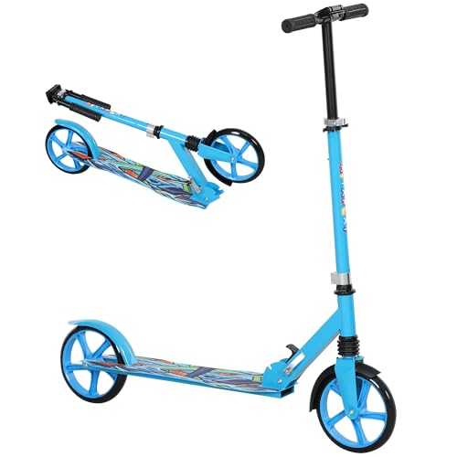 AIYAPLAY Roller Kinder Scooter mit 200 mm Rollen Bremse, klappbarer Kinderroller Höhenverstellbarer Tretroller Kickscooter für Kinder Jugendliche 6-12 Jahre Cityroller bis zu 100 kg