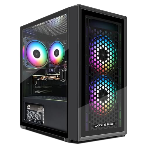 STGsivir Gaming PC, Radeon R9 370 4G GDDR5, Core i5 3.7GHz, 16G RAM, 512G SSD, 600 M WLAN, BT 5.0, RGB Lüfter x 3, W10H64, Gamer PC Computer Desktop Rechner