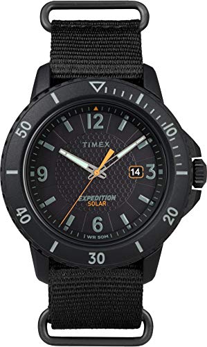 Timex Expedition Gallatin Solar Herren-Armbanduhr, rutschhemmend, schwarzes Nylonband, 44 mm TW2U30300