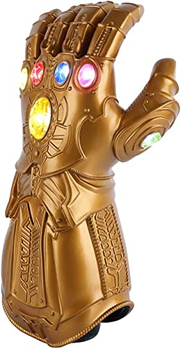 UrMsun Super Held Handschuhe LED Licht Up PVC Infinity Edelsteine Handschuhe Spielzeug Geschenk Für Cosplay Halloween Requisiten
