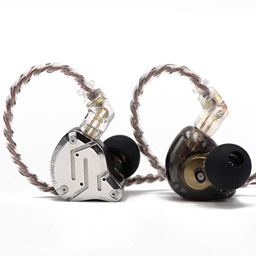 LINSOUL KZ ZS10 Pro,4BA+1DD 5 Treiber In-Ear-Monitor,HiFi Kabelgebundene Ohrhörer,Gaming-Kopfhörer,Hybrid IEM Kopfhörer mit Edelstahlfrontplatte,abnehmbares versenktes 2Pin Kabel (Ohne Mic,Schwarz)