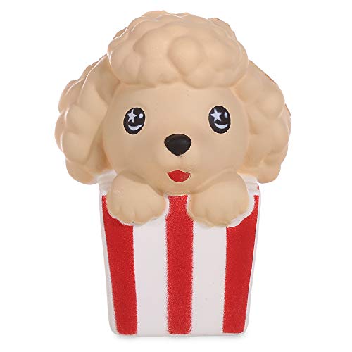 Anboor Squishies Popcorn Puffreis Hund Welpe Squeeze Quetschen Spielzeug Süße Tiere Slow Rising Antistress Squishies Spielzeug Geschenk für Kinder Erwachsene Ostern Deko (8*7*11cm,1 Stück)