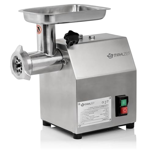 Mahlzeit Profi Edelstahl Fleischwolf elektrisch | 250W - 75kg/h | Faschiermaschine aus Edelstahl, Wurstmaschine in Gastro Qualität | Fleischmaschine mit Wurstfüller, Sausage Maker