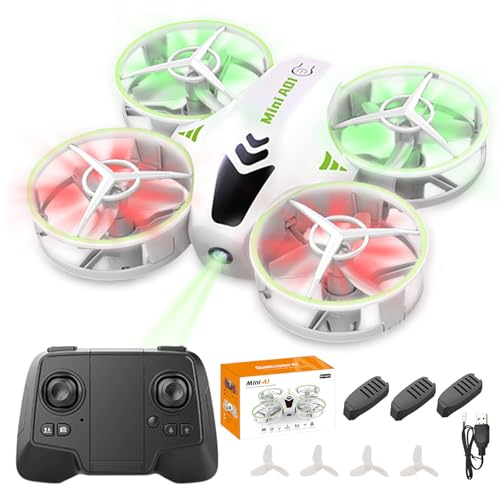 Aolawco Mini Drone for Kids with LED Lights & 3 Akkus, RC Quadcopter, RC Flugzeug Spielzeug Drone für Kinder und Anfänger, Indoor & Outdoor Geschenke für Jungen & Mädchen ab 6 7 8 9 10+ Jahre