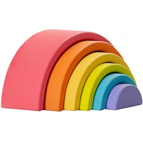 Merle Toys® Regenbogen aus Holz: Montessori Spielzeug ab 1 2 3 Jahren, Motorikspielzeug, Kinderspielzeug, Geschenk zum Kindergeburtstag, Baby-Geschenk, Holzspielzeug mit 6 bunten Bögen