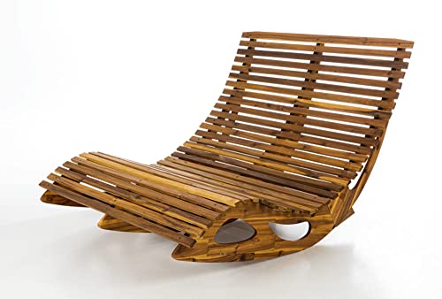 Chillroi® Ergonomische Doppelschwungliege XXL Saunaliege aus Akazienholz Gartenliege