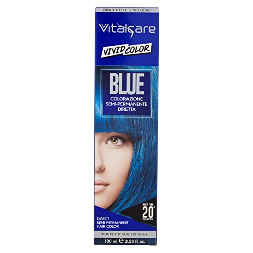 Vitalcare | Vivid - Semipermanente professionelle Haarfärbung, direkte Haarfarbe, weich, hydratisiert und leuchtend, Farbe Blau