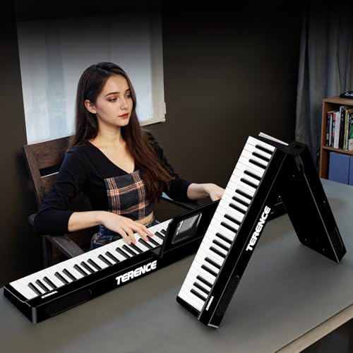 TERENCE E Piano 88 Tasten Keyboardpiano mit Ständer Tragbares Piano Halbgewichtete Tastatur Für Anfänger und Experten geeignet Integrierte Video- und Audioaufnahmefunktion Bluetooth-MIDI-Schnittstelle